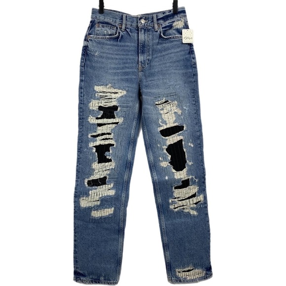 Nwt | Free People We the Free McCoy Destroyed Straight Leg Jeans Size 27 - Picture 2 of 10